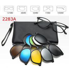 Load image into Gallery viewer, Optical Spectacle Frame Men Women Myopia With 5 Clip On Sunglasses Polarized Magnetic Glasses For Male Eyeglasses RS1019