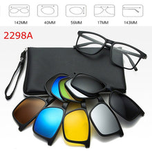 Load image into Gallery viewer, Optical Spectacle Frame Men Women Myopia With 5 Clip On Sunglasses Polarized Magnetic Glasses For Male Eyeglasses RS1019