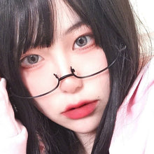 Load image into Gallery viewer, Oval Glasses Frame Glasses Girl Unique Harajuku Metal Half Frame Without Lens Small Narrow Frame Alloy Glasses