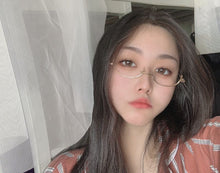 Load image into Gallery viewer, Oval Glasses Frame Glasses Girl Unique Harajuku Metal Half Frame Without Lens Small Narrow Frame Alloy Glasses