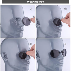 Oval Rimsless Clamp Nose Sunglasses The Matrix Morpheus Same Style Men Women Clip On Nose Sun Glasses Cool Spectacles