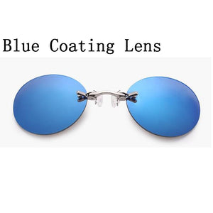 Oval Rimsless Clamp Nose Sunglasses The Matrix Morpheus Same Style Men Women Clip On Nose Sun Glasses Cool Spectacles