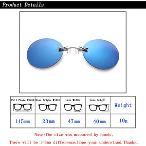 Oval Rimsless Clamp Nose Sunglasses The Matrix Morpheus Same Style Men Women Clip On Nose Sun Glasses Cool Spectacles