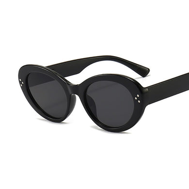 Oval Small Frames Shade For Female Vintage Solid Color Personality Eyeglasses Brand Design Black White Sun Glasses UV400