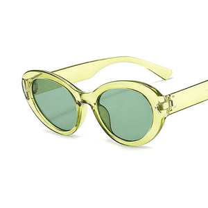 Oval Small Frames Shade For Female Vintage Solid Color Personality Eyeglasses Brand Design Black White Sun Glasses UV400