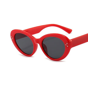 Oval Small Frames Shade For Female Vintage Solid Color Personality Eyeglasses Brand Design Black White Sun Glasses UV400