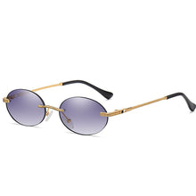 Load image into Gallery viewer, Oval Sunglasses Small Rimless Shades  Brand Designer Women Men Metal Blue Sun glasses  UV400 Eyewear