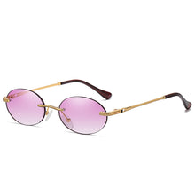 Load image into Gallery viewer, Oval Sunglasses Small Rimless Shades  Brand Designer Women Men Metal Blue Sun glasses  UV400 Eyewear
