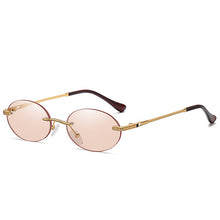 Load image into Gallery viewer, Oval Sunglasses Small Rimless Shades  Brand Designer Women Men Metal Blue Sun glasses  UV400 Eyewear