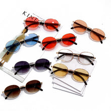 Load image into Gallery viewer, Oval Sunglasses Women 2023 Vintage Small Round Metal Frame Sun Glasses Yellow Pink Lens Men Steampunk Eyeglasses Shades