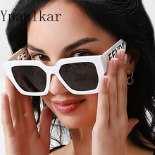 Load image into Gallery viewer, Oversize Square Sunglasses Women Hollow Out Letter Big Frame Sun Glasses Men Trendy Show Eyewear Gafas UV400