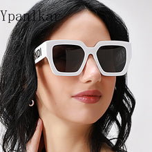 Load image into Gallery viewer, Oversize Square Sunglasses Women Hollow Out Letter Big Frame Sun Glasses Men Trendy Show Eyewear Gafas UV400