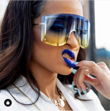 Load image into Gallery viewer, Oversized Blue Yellow Gradient Sunglasses Women 2023 Luxulry Brand Designer Red Rimless Metal Female Sun Glasses Shades