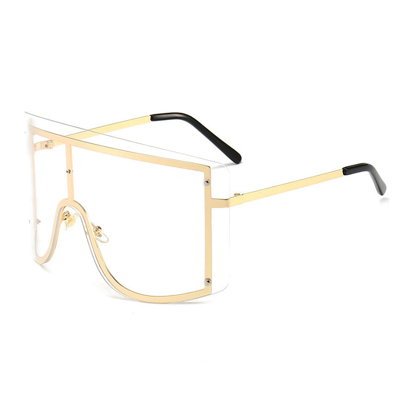 Oversized Blue Yellow Gradient Sunglasses Women 2023 Luxulry Brand Designer Red Rimless Metal Female Sun Glasses Shades