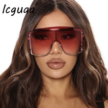 Load image into Gallery viewer, Oversized Blue Yellow Gradient Sunglasses Women 2023 Luxulry Brand Designer Red Rimless Metal Female Sun Glasses Shades