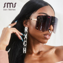 Load image into Gallery viewer, Oversized Blue Yellow Gradient Sunglasses Women 2023 Luxulry Brand Designer Red Rimless Metal Female Sun Glasses Shades