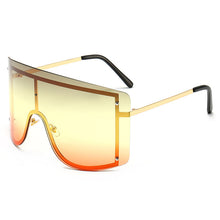 Load image into Gallery viewer, Oversized Blue Yellow Gradient Sunglasses Women 2023 Luxulry Brand Designer Red Rimless Metal Female Sun Glasses Shades