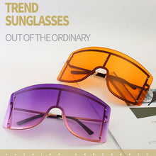 Load image into Gallery viewer, Oversized Blue Yellow Gradient Sunglasses Women 2023 Luxulry Brand Designer Red Rimless Metal Female Sun Glasses Shades