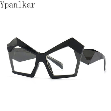 Oversized Cat Eye Women Candy Color Glasses Frame Clear Anti Blue Light Spring Hinge Polygon Men Optical Frame
