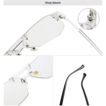 Load image into Gallery viewer, Oversized Frameless Anti Blue Light Blocking Glasses Men Brand Designer Rimless Glasses Women UV400 Eyeglasses Oculos