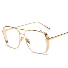 Load image into Gallery viewer, Oversized Glasses Frame Men Women 2023  Retro Square Flat Mirror Gold Silver Frame Clear Lens Sunglasses UV400