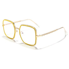 Load image into Gallery viewer, Oversized Rhinestone Sunglasses Women Brand Designer Shades Sun Glasses Men Vintage Metal Clear Lens Eyewear UV400 Oculo