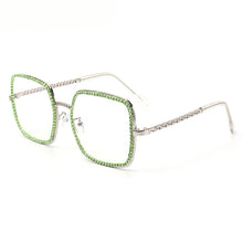 Load image into Gallery viewer, Oversized Rhinestone Sunglasses Women Brand Designer Shades Sun Glasses Men Vintage Metal Clear Lens Eyewear UV400 Oculo
