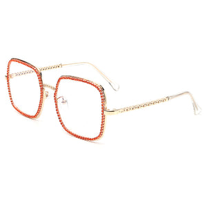 Oversized Rhinestone Sunglasses Women Brand Designer Shades Sun Glasses Men Vintage Metal Clear Lens Eyewear UV400 Oculo