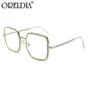 Oversized Rhinestone Sunglasses Women Brand Designer Shades Sun Glasses Men Vintage Metal Clear Lens Eyewear UV400 Oculo
