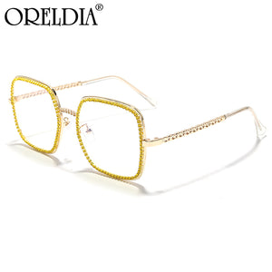Oversized Rhinestone Sunglasses Women Brand Designer Shades Sun Glasses Men Vintage Metal Clear Lens Eyewear UV400 Oculo