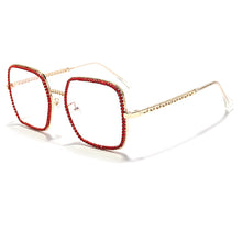 Load image into Gallery viewer, Oversized Rhinestone Sunglasses Women Brand Designer Shades Sun Glasses Men Vintage Metal Clear Lens Eyewear UV400 Oculo
