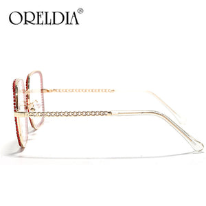 Oversized Rhinestone Sunglasses Women Brand Designer Shades Sun Glasses Men Vintage Metal Clear Lens Eyewear UV400 Oculo