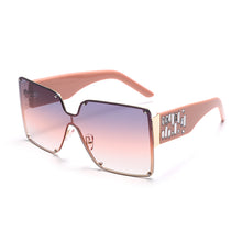 Load image into Gallery viewer, Oversized Rimless Sunglasses Women 1 Piece Sun Glasses Gradient Blue-pink Lens Eyewear Lady Square Eyeglasses UV400