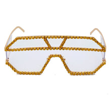 Load image into Gallery viewer, Oversized Square Diamond Sunglasses Women  Brand Designer One-piece Glasses Metal Rhinestone Eyeglasses oculos