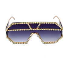 Load image into Gallery viewer, Oversized Square Diamond Sunglasses Women  Brand Designer One-piece Glasses Metal Rhinestone Eyeglasses oculos
