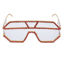 Load image into Gallery viewer, Oversized Square Diamond Sunglasses Women  Brand Designer One-piece Glasses Metal Rhinestone Eyeglasses oculos