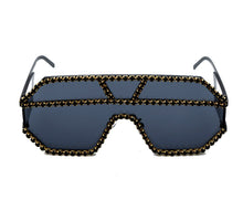 Load image into Gallery viewer, Oversized Square Diamond Sunglasses Women  Brand Designer One-piece Glasses Metal Rhinestone Eyeglasses oculos