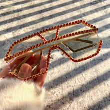 Load image into Gallery viewer, Oversized Square Diamond Sunglasses Women  Brand Designer One-piece Glasses Metal Rhinestone Eyeglasses oculos