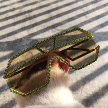 Load image into Gallery viewer, Oversized Square Diamond Sunglasses Women  Brand Designer One-piece Glasses Metal Rhinestone Eyeglasses oculos