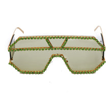 Load image into Gallery viewer, Oversized Square Diamond Sunglasses Women  Brand Designer One-piece Glasses Metal Rhinestone Eyeglasses oculos