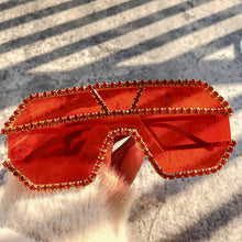 Load image into Gallery viewer, Oversized Square Diamond Sunglasses Women  Brand Designer One-piece Glasses Metal Rhinestone Eyeglasses oculos