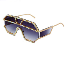 Load image into Gallery viewer, Oversized Square Diamond Sunglasses Women  Brand Designer One-piece Glasses Metal Rhinestone Eyeglasses oculos