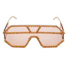 Load image into Gallery viewer, Oversized Square Diamond Sunglasses Women  Brand Designer One-piece Glasses Metal Rhinestone Eyeglasses oculos