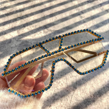 Load image into Gallery viewer, Oversized Square Diamond Sunglasses Women  Brand Designer One-piece Glasses Metal Rhinestone Eyeglasses oculos