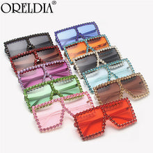 Carica l&#39;immagine nel visualizzatore di Gallery, Oversized Square Rhinestone Sunglasses Women Diamond Sun Glasses Female  Brand Eyeglasses UV400 De Sol Oculos