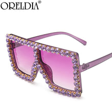 Carica l&#39;immagine nel visualizzatore di Gallery, Oversized Square Rhinestone Sunglasses Women Diamond Sun Glasses Female  Brand Eyeglasses UV400 De Sol Oculos