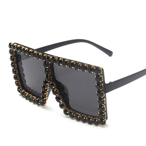 Oversized Square Rhinestone Sunglasses Women Diamond Sun Glasses Female  Brand Eyeglasses UV400 De Sol Oculos
