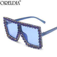 Carica l&#39;immagine nel visualizzatore di Gallery, Oversized Square Rhinestone Sunglasses Women Diamond Sun Glasses Female  Brand Eyeglasses UV400 De Sol Oculos