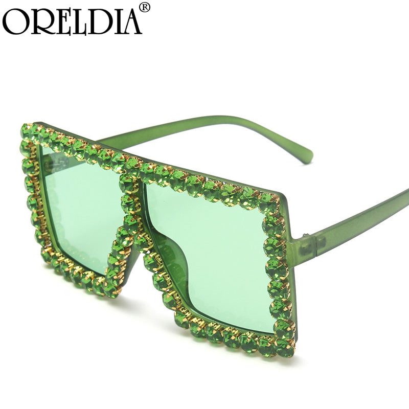 Oversized Square Rhinestone Sunglasses Women Diamond Sun Glasses Female  Brand Eyeglasses UV400 De Sol Oculos
