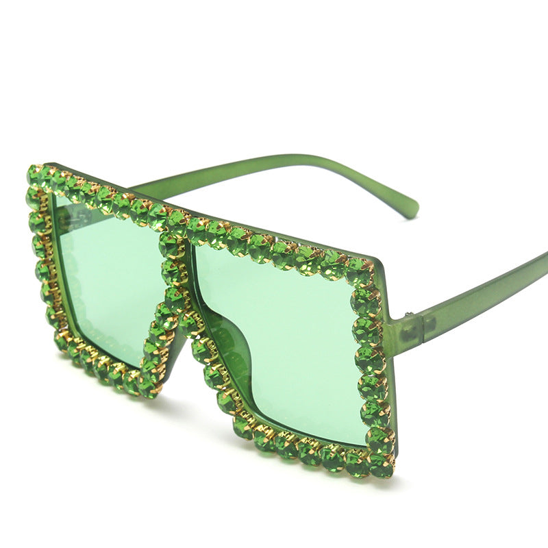 Oversized Square Rhinestone Sunglasses Women Diamond Sun Glasses Female  Brand Eyeglasses UV400 De Sol Oculos